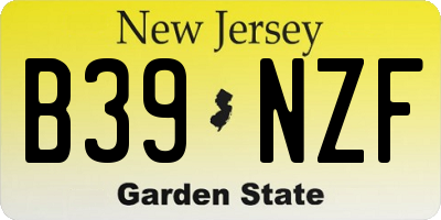 NJ license plate B39NZF
