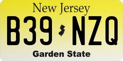 NJ license plate B39NZQ