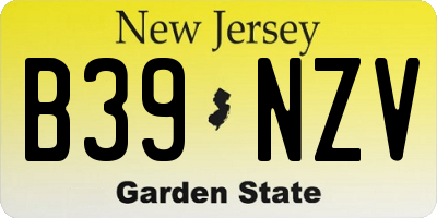 NJ license plate B39NZV