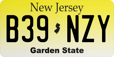 NJ license plate B39NZY