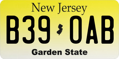 NJ license plate B39OAB