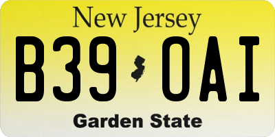 NJ license plate B39OAI