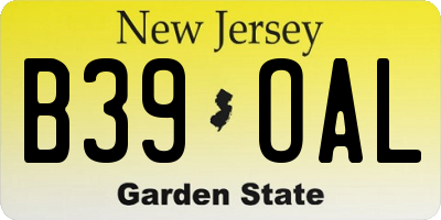 NJ license plate B39OAL