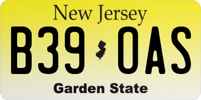 NJ license plate B39OAS