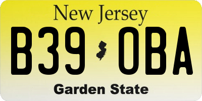 NJ license plate B39OBA