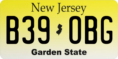 NJ license plate B39OBG