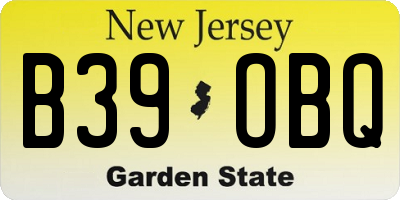 NJ license plate B39OBQ