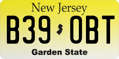 NJ license plate B39OBT