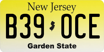 NJ license plate B39OCE