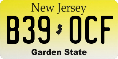 NJ license plate B39OCF
