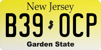 NJ license plate B39OCP