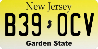NJ license plate B39OCV