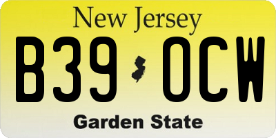 NJ license plate B39OCW