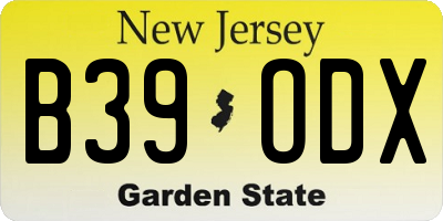 NJ license plate B39ODX