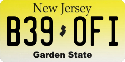NJ license plate B39OFI