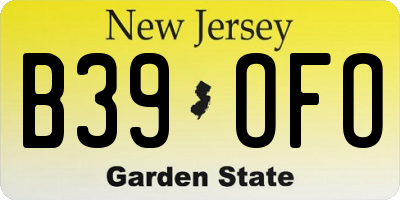 NJ license plate B39OFO