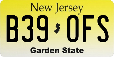 NJ license plate B39OFS
