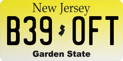 NJ license plate B39OFT