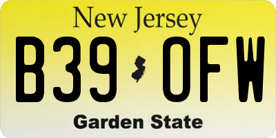 NJ license plate B39OFW