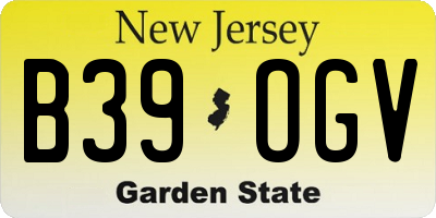 NJ license plate B39OGV