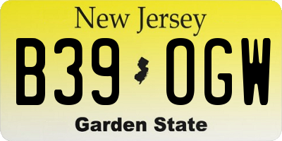 NJ license plate B39OGW