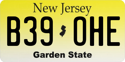 NJ license plate B39OHE
