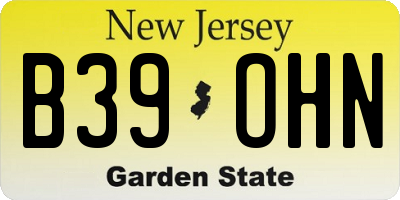 NJ license plate B39OHN