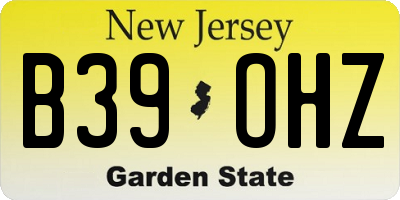NJ license plate B39OHZ