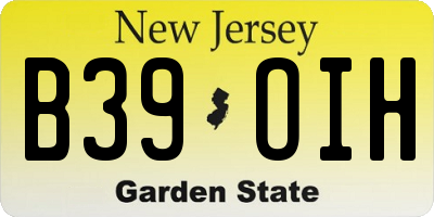 NJ license plate B39OIH