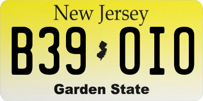 NJ license plate B39OIO