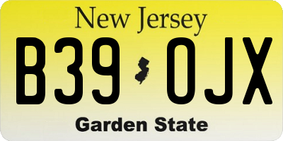 NJ license plate B39OJX