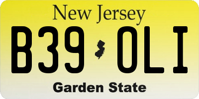 NJ license plate B39OLI