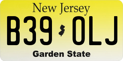 NJ license plate B39OLJ