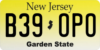NJ license plate B39OPO