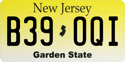 NJ license plate B39OQI