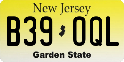 NJ license plate B39OQL