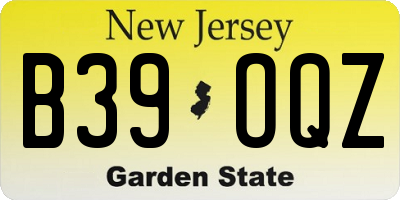 NJ license plate B39OQZ