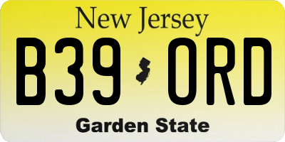 NJ license plate B39ORD