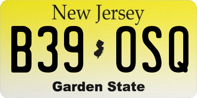 NJ license plate B39OSQ