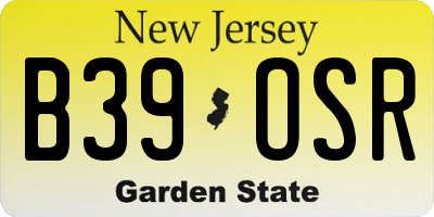 NJ license plate B39OSR