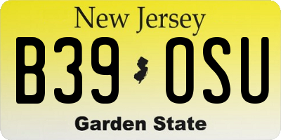 NJ license plate B39OSU