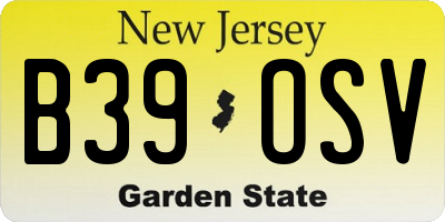 NJ license plate B39OSV