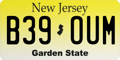 NJ license plate B39OUM