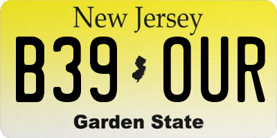 NJ license plate B39OUR