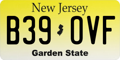 NJ license plate B39OVF