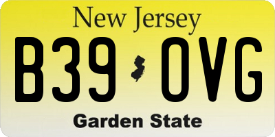 NJ license plate B39OVG