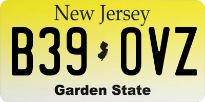 NJ license plate B39OVZ