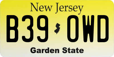 NJ license plate B39OWD
