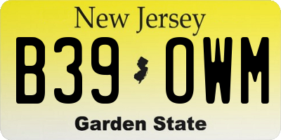 NJ license plate B39OWM