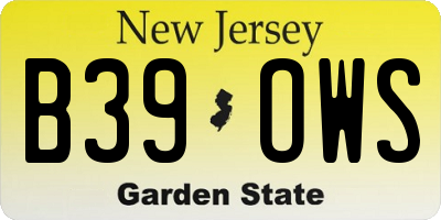 NJ license plate B39OWS